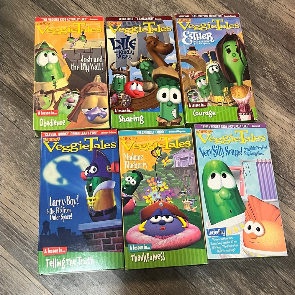 Lot of 6 Vintage Veggie Tales VHS Tapes
